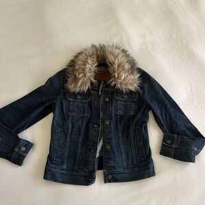 Ralph Lauren Dark Blue Jean Jacket with Faux Fur Collar